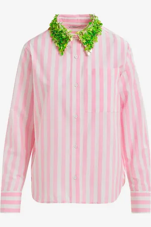 Essentiel Antwerp Camicia a righe bianche e con colletto decorato