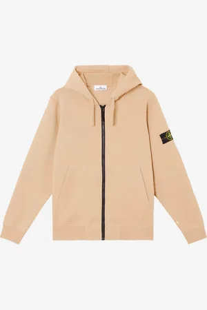 Stone Island Felpa in cotone con cappuccio e zip beige