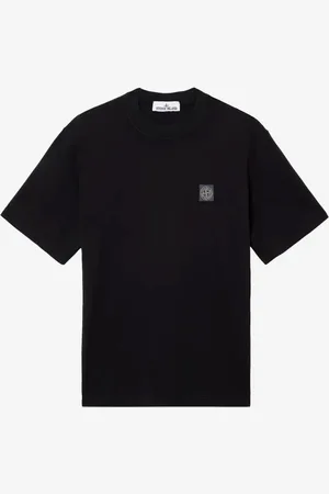 Stone Island T-shirt nera in jersey di cotone