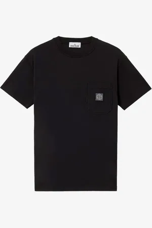 Stone Island T-shirt nera slim fit con patch Compass