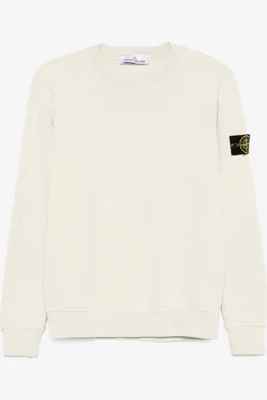 Stone Island Felpa sabbia girocollo in cotone con badge