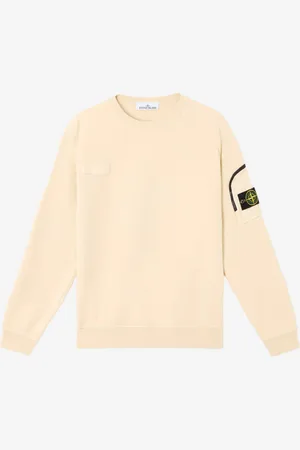 Stone Island Felpa girocollo in cotone fleece beige