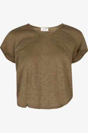 American Vintage T-shirt sfrangiata con scollo a V