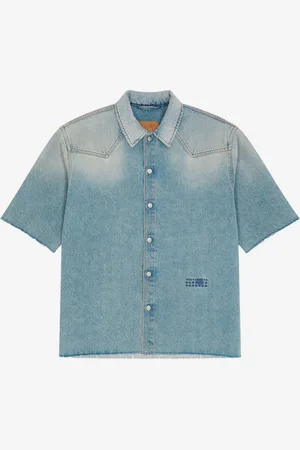 Maison Margiela Camicia in denim a maniche corte con orlo a vivo