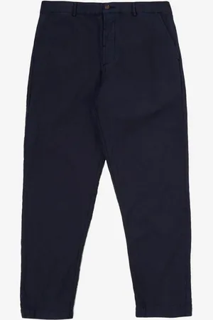 Universal Works Pantaloni chino military navy seersucker
