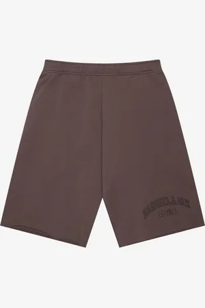 Maison Margiela Shorts marroni in cotone con logo numeric