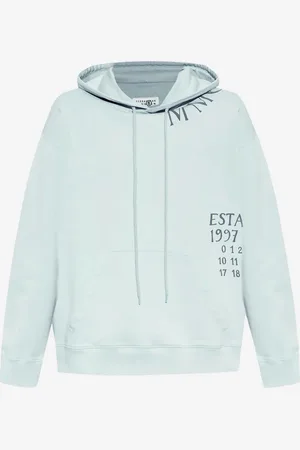 Maison Margiela Felpa con cappuccio ice con stampa a contrasto