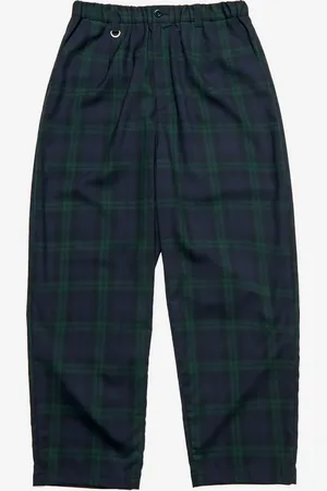 SOPHNET. Pantaloni tapered tartan in fresco lana