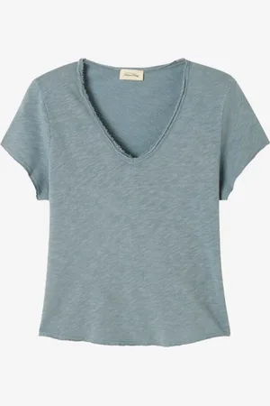 American Vintage T-shirt sfrangiata con scollo a V