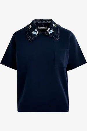 Essentiel Antwerp Polo con colletto in pizzo ricamato
