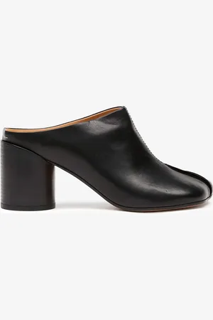 Maison Margiela Slipper con tacco in pelle nera Anatomic