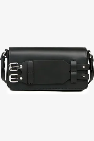 Maison Margiela Borsa bracelet in pelle nera con stitch bianca