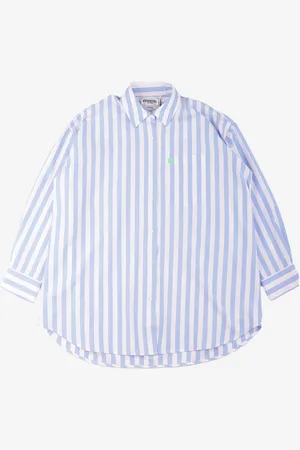 Essentiel Antwerp Camicia a righe bianca e celeste oversize con logo ricamato