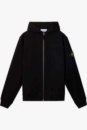 Stone Island Hoodie effetto fiammato con zip e badge
