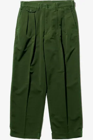 Beams Pantaloni verdi 2 pleats in twill