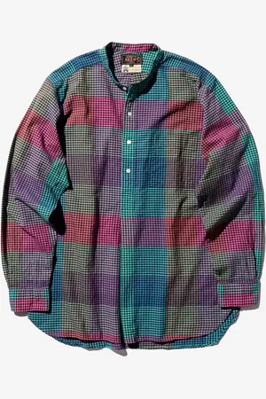 Beams Camicia con collo alla coreana Pullover Madras