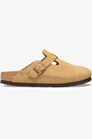 Birkenstock Boston in suede Latte Cream