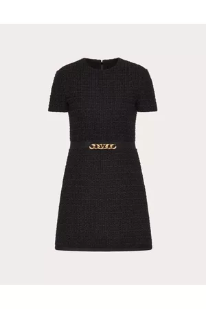 VALENTINO Donna Vestiti sexy - ABITO CORTO IN WOOL TWEED VLOGO CHAIN Donna NERO 36