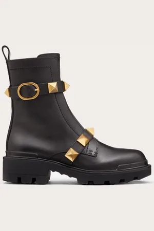 VALENTINO GARAVANI COMBAT BOOT ROMAN STUD IN VITELLO 40MM Donna 36.5