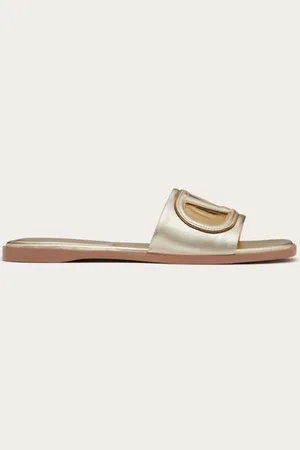 VALENTINO GARAVANI SANDALO SLIDE VLOGO CUT-OUT IN NAPPA LAMINATA Donna 35.5