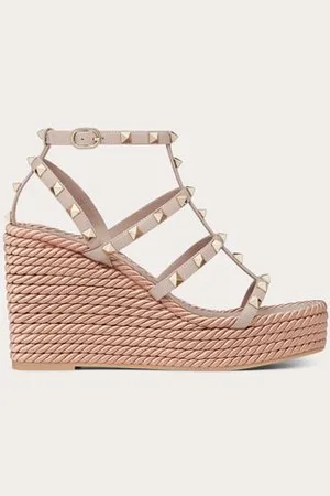 VALENTINO GARAVANI SANDALO ZEPPA ROCKSTUD CON CINTURINI IN VITELLO 95MM Donna 34