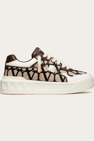 VALENTINO GARAVANI SNEAKER LOW-TOP ONE STUD XL IN NAPPA E TESSUTO TOILE ICONOGRAPHE Uomo 39.5