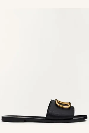 VALENTINO GARAVANI SANDALO SLIDER VLOGO SIGNATURE IN VACCHETTA GRANATA CON ACCESSORIO Donna 34.5