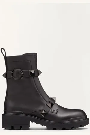 VALENTINO GARAVANI COMBAT BOOT ROMAN STUD IN VITELLO E BORCHIE IN TONO 40MM Donna 35.5