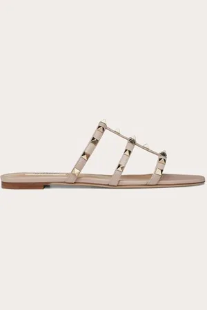 VALENTINO GARAVANI SANDALO SLIDER BASSO ROCKSTUD IN VITELLO Donna 34.5