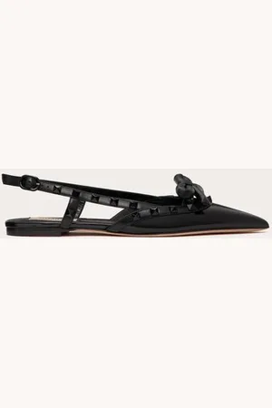VALENTINO GARAVANI BALLERINA SLINGBACK ROCKSTUD BOW IN VERNICE E BORCHIE IN TONO Donna 35.5