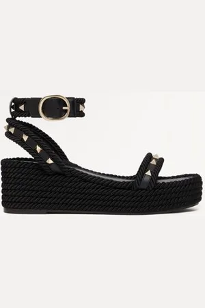 VALENTINO GARAVANI SANDALO FLATFORM ROCKSTUD IN VITELLO 45MM Donna 35