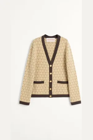 VALENTINO CARDIGAN IN LANA CON MOTIVO TOUTE LA V Uomo L
