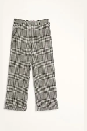 VALENTINO PANTALONE IN LANA CON RISVOLTO CON MOTIVO CHECK SU PIED DE POULE Uomo 44