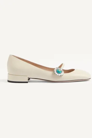 VALENTINO GARAVANI BALLERINA MARY-JANE PRESHOES IN CAPRETTO CON BOTTONE GIOIELLO 20MM Donna 35.5