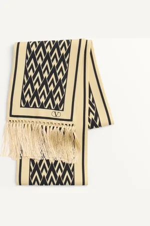 VALENTINO GARAVANI SCARF BANDEAUX TOUTE LA V IN SETA CON FRANGE Uomo UNI