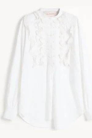 VALENTINO TOP IN COTONE E LINO RICAMATO Donna 38
