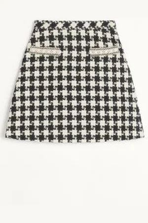 VALENTINO GONNA IN DAMIER LIGHT TWEED RICAMATA Donna 36
