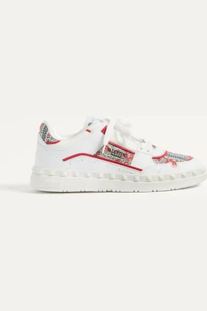 VALENTINO GARAVANI SNEAKER LOW TOP FREEDOTS IN VITELLO E TESSUTO VOYAGE IMAGINAIRE Uomo 38