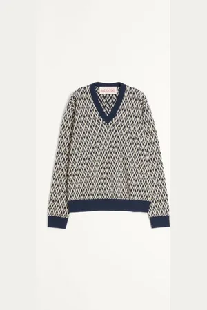 VALENTINO MAGLIONE IN LANA CON MOTIVO JACQUARD TOUTE LA V Uomo L