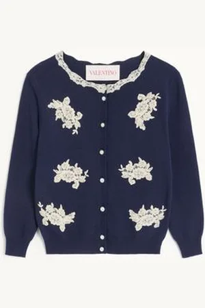 VALENTINO CARDIGAN RICAMATO CON INSERTI IN PIZZO Donna L