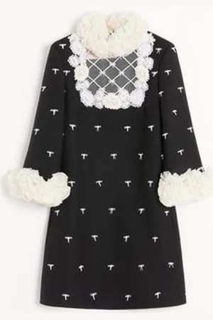 VALENTINO ABITO CORTO IN CREPE COUTURE RICAMATO Donna 36