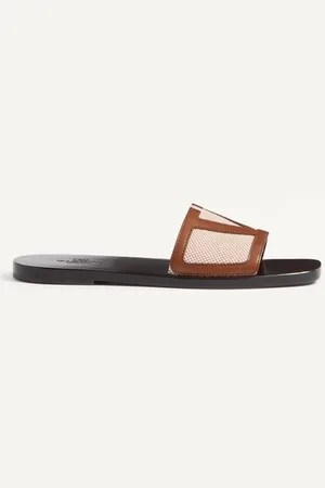 VALENTINO GARAVANI SANDALO SLIDE VIVA SUPERSTAR IN TESSUTO CANVAS E NAPPA Uomo 39
