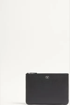 VALENTINO GARAVANI POUCH VLOGO SIGNATURE IN VITELLO GRANATO Uomo UNI