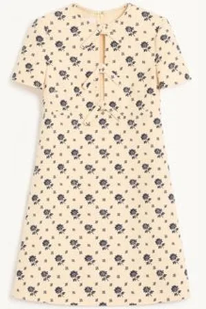 VALENTINO ABITO CORTO IN CREPE COUTURE FIORELLINO BLU PAPIER FLORAL Donna 36
