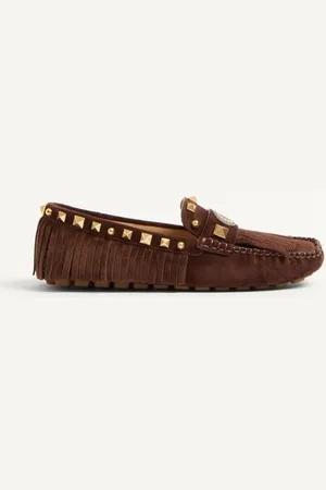 VALENTINO GARAVANI MOCASSINO DRIVER PLASTER CASTER IN CROSTA CON FRANGE Donna 35.5