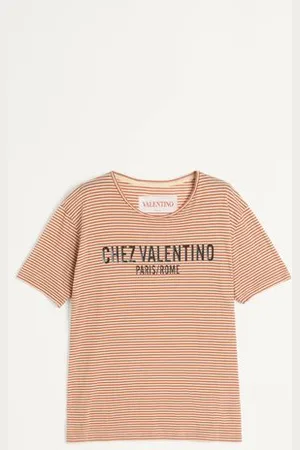 VALENTINO T-SHIRT IN COTONE A RIGHE CON STAMPA CHEZ Uomo L