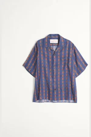 VALENTINO CAMICIA DA BOWLING IN LINO CON STAMPA VOYAGE IMAGINAIRE Uomo 44