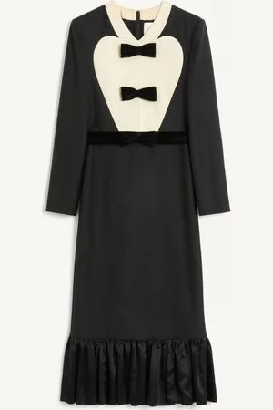 VALENTINO ABITO MIDI IN LANA VERGINE CON FIOCCHI Donna 36