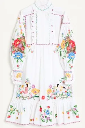VALENTINO ABITO IN COTONE E LINO RICAMATO Donna 36