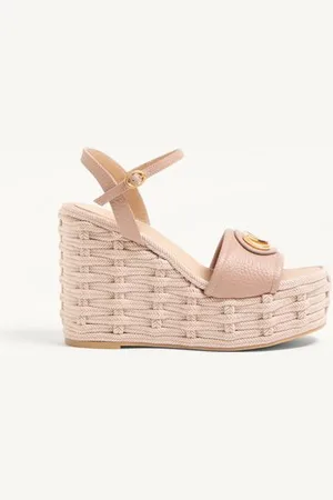 VALENTINO GARAVANI SANDALO ZEPPA VLOGO SIGNATURE IN VITELLO GRANATO 120MM Donna 35